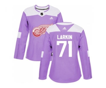 Women Adidas Detroit Red Wings #71 Dylan Larkin Purple Authentic Fights Cancer Stitched NHL Jersey