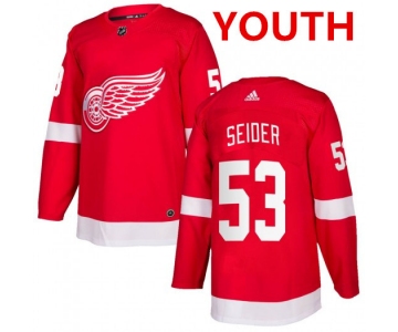 Youth Detroit Red Wings #53 Moritz Seider Red Home Hockey Stitched NHL Jersey