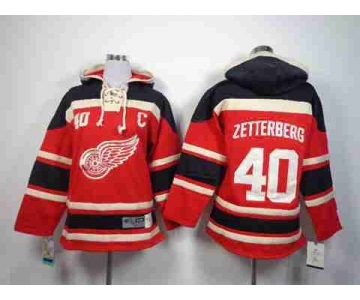 youth nhl jerseys detroit red wings #40 zetterberg black-red[pullover hooded sweatshirt patch C]