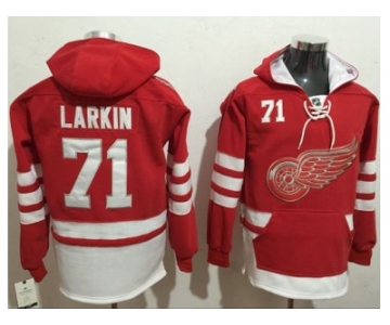 Detroit Red Wings #71 Dylan Larkin Red Name & Number Pullover NHL Hoodie