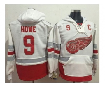 Detroit Red Wings #9 Gordie Howe White Name & Number Pullover NHL Hoodie