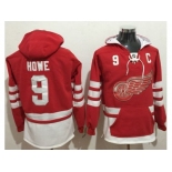 etroit Red Wings #9 Gordie Howe Red Name & Number Pullover NHL Hoodie