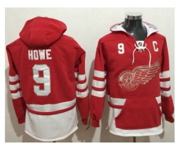 etroit Red Wings #9 Gordie Howe Red Name & Number Pullover NHL Hoodie