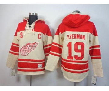 nhl jerseys detroit red wings #19 yzerman red-cream[pullover hooded sweatshirt patch C]