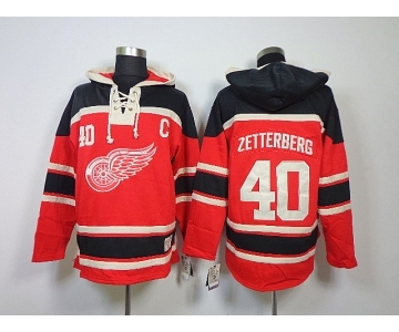nhl jerseys detroit red wings #40 zetterberg red[pullover hooded sweatshirt patch C]