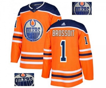 Adidas Edmonton Oilers #1 Laurent Brossoit Authentic Orange Fashion Gold NHL Jersey