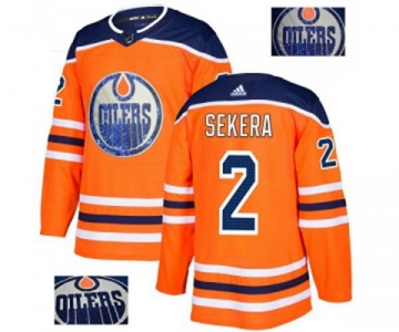 Adidas Edmonton Oilers #2 Andrej Sekera Authentic Orange Fashion Gold NHL Jersey