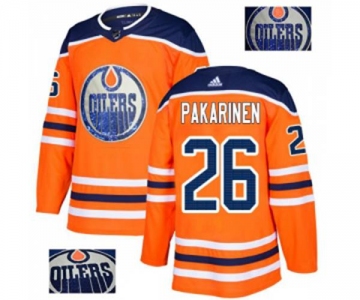 Adidas Edmonton Oilers #26 Iiro Pakarinen Authentic Orange Fashion Gold NHL Jersey