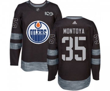 Adidas Edmonton Oilers #35 Al Montoya Authentic Black 1917-2017 100th Anniversary NHL Jersey