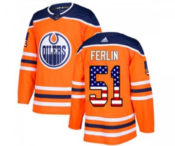 Adidas Edmonton Oilers #51 Brian Ferlin Authentic Orange USA Flag Fashion NHL Jersey