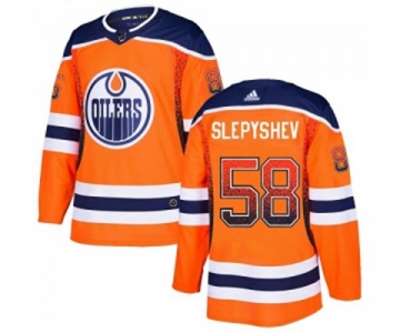 Adidas Edmonton Oilers #58 Anton Slepyshev Authentic Orange Drift Fashion NHL Jersey