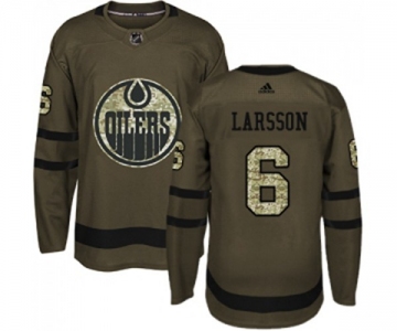 Adidas Edmonton Oilers #6 Adam Larsson Authentic Green Salute to Service NHL Jersey