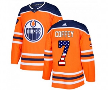Adidas Edmonton Oilers #7 Paul Coffey Authentic Orange USA Flag Fashion NHL Jersey