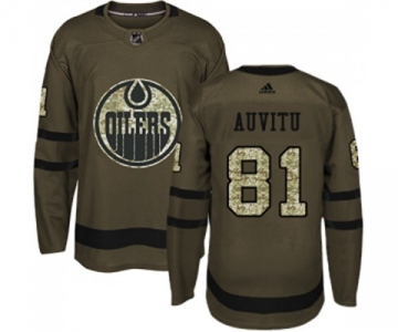 Adidas Edmonton Oilers #81 Yohann Auvitu Authentic Green Salute to Service NHL Jersey