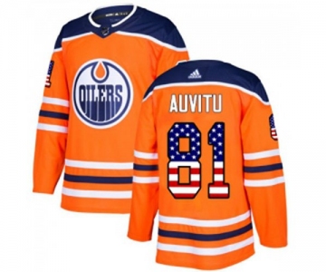 Adidas Edmonton Oilers #81 Yohann Auvitu Authentic Orange USA Flag Fashion NHL Jersey