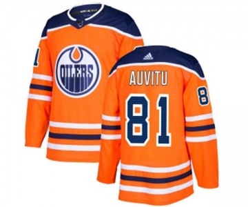 Adidas Edmonton Oilers #81 Yohann Auvitu Premier Orange Home NHL Jersey
