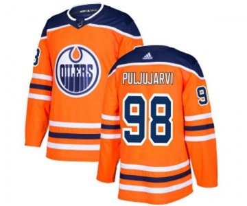 Adidas Edmonton Oilers #98 Jesse Puljujarvi Authentic Orange Home NHL Jersey