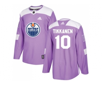 Men Adidas Edmonton Oilers #10 Esa Tikkanen Purple Authentic Fights Cancer Stitched NHL Jersey