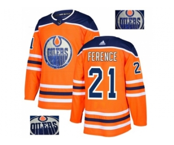Men Adidas Edmonton Oilers #21 Andrew Ference Orange Home Authentic Fashion Gold Stitched NHL Jersey