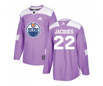 Men Adidas Edmonton Oilers #22 Jean-Francois Jacques Purple Authentic Fights Cancer Stitched NHL Jersey
