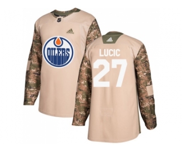 Men Adidas Edmonton Oilers #27 Milan Lucic Camo Authentic 2017 Veterans Day Stitched NHL Jersey