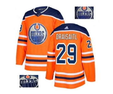 Men Adidas Edmonton Oilers #29 Leon Draisaitl Orange Home Authentic Fashion Gold Stitched NHL Jersey