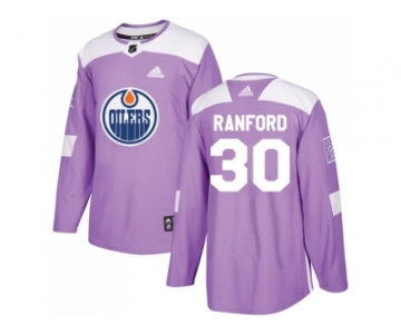 Men Adidas Edmonton Oilers #30 Bill Ranford Purple Authentic Fights Cancer Stitched NHL Jersey