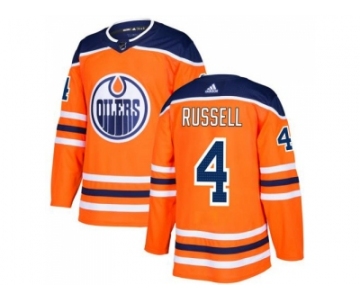 Men Adidas Edmonton Oilers #4 Kris Russell Orange Home Authentic Stitched NHL Jersey