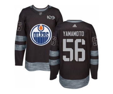 Men Adidas Edmonton Oilers #56 Kailer Yamamoto Black 1917-2017 100th Anniversary Stitched NHL Jersey