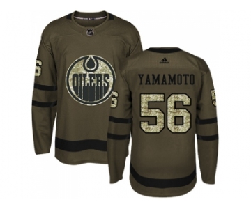 Men Adidas Edmonton Oilers #56 Kailer Yamamoto Green Salute to Service Stitched NHL Jersey