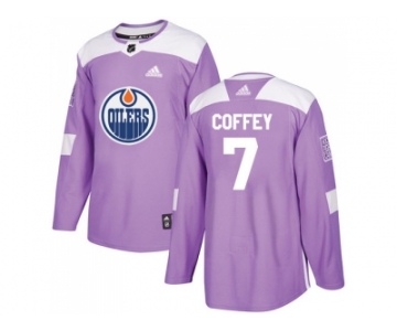 Men Adidas Edmonton Oilers #7 Paul Coffey Purple Authentic Fights Cancer Stitched NHL Jersey