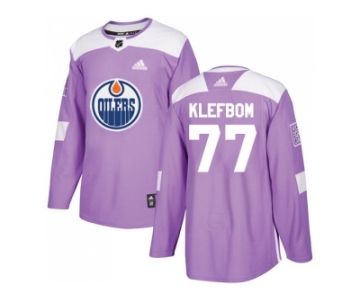 Men Adidas Edmonton Oilers #77 Oscar Klefbom Purple Authentic Fights Cancer Stitched NHL Jersey