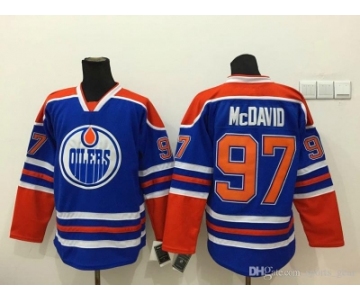 Men Adidas Edmonton Oilers #97 Connor McDavid Blue Stitched NHL Jersey