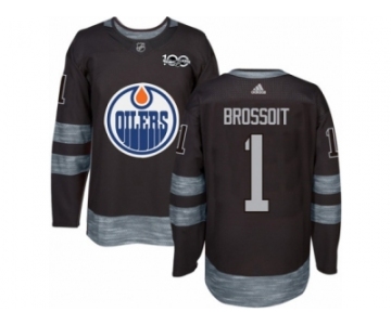 Men's Adidas Edmonton Oilers #1 Laurent Brossoit Authentic Black 1917-2017 100th Anniversary NHL Jersey