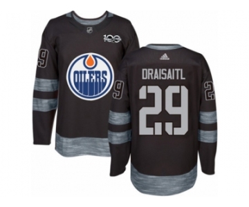 Men's Adidas Edmonton Oilers #29 Leon Draisaitl Authentic Black 1917-2017 100th Anniversary NHL Jersey