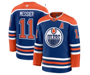 Men's Edmonton Oilers #11 Mark Messier Royal 2025 Premium Home Stitched Hockey Jersey