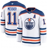 Men's Edmonton Oilers #11 Mark Messier White 2025 Premium Away Stitched Hockey Jersey