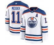 Men's Edmonton Oilers #11 Mark Messier White 2025 Premium Away Stitched Hockey Jersey