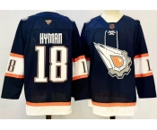 Men's Edmonton Oilers #18 Zach Hyman Navy 2024-25 Reverse Retro Stitched Jersey