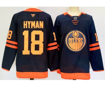 Men's Edmonton Oilers #18 Zach Hyman Navy 2024-25 Stitched Jersey