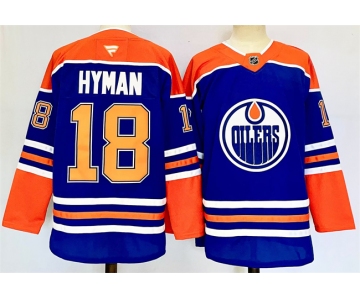 Men's Edmonton Oilers #18 Zach Hyman Royal 2024-25 Stitched Jersey