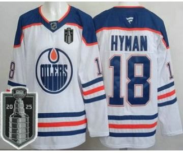 Men's Edmonton Oilers #18 Zach Hyman White 2025 Stanley Cup Final Authentic Jersey