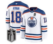 Men's Edmonton Oilers #18 Zach Hyman White 2025 Stanley Cup Final Away Premium Jersey