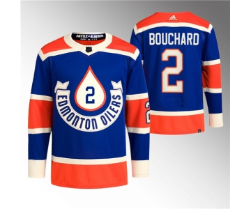 Men's Edmonton Oilers #2 Evan Bouchard 2023 Royal Heritage Classic Primegreen Stitched Jersey
