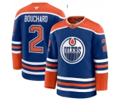 Men's Edmonton Oilers #2 Evan Bouchard Royal 2025 Premium Home Stitched Hockey Jersey