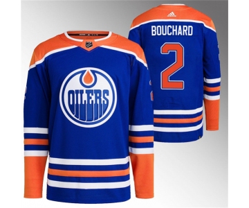 Men's Edmonton Oilers #2 Evan Bouchard Royal Stitched Jersey