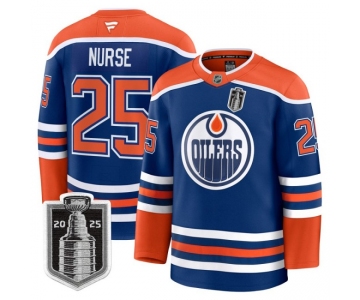 Men's Edmonton Oilers #25 Darnell Nurse Royal 2025 Stanley Cup Final Home Premium Jersey