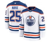 Men's Edmonton Oilers #25 Darnell Nurse White 2025 Premium Away Stitched Hockey Jersey