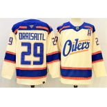 Men's Edmonton Oilers #29 Leon Draisaitl Light Beige Alternate With A Patch Stitched Hockey Jersey Men's Edmonton Oilers #29 Leon Draisaitl Light Beige Alternate With A Patch Stitched Hockey Jersey