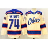 Men's Edmonton Oilers #74 Stuart Skinner Light Beige 2025 Alternate Stitched Hockey Jersey Men's Edmonton Oilers #74 Stuart Skinner Light Beige 2025 Alternate Stitched Hockey Jersey